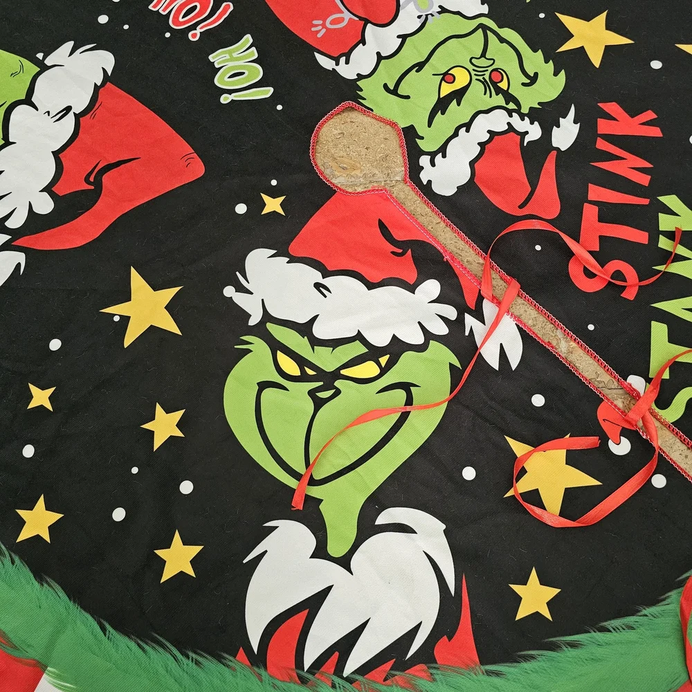 Whimsical Grinch Tree Skirt - Red, Green, Black